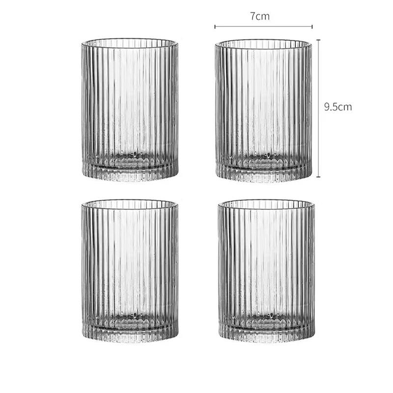 4pcs Sets 250ml/360ml Ins Style Striped Glass Cup Iced American Coffee Cup Cocktail Glass Drinking Glasses Juice Cold Drink Mugs