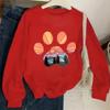 Kids Crewneck Sweatshirt, Sunset Mountain Tree Dog Paw Print, Spring Autumn Casual Sport Tops