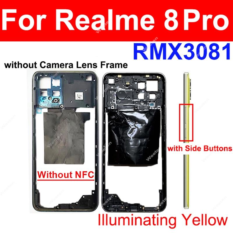 For Realme 8i 8 Pro 8S 8 4G 5G Middle Frame Housing Bezel Middle Frame Cover With Side Button Camera Lens Cover Repair