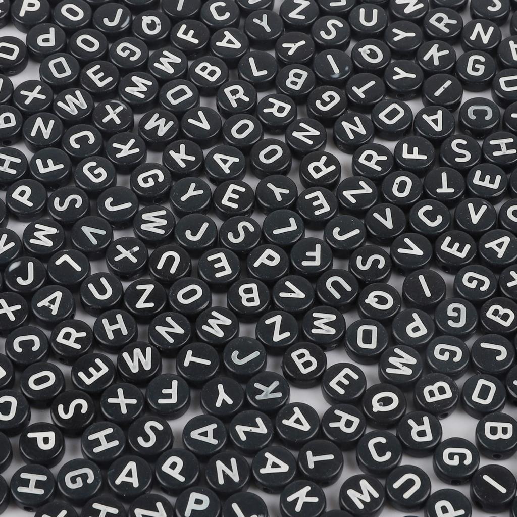 7mm Acrylic Mixed Letter Beads - DIY Jewelry (Bracelet/Necklace) Round Flat Alphabet Spacer 100pcs/Bag 7mm 100pcs