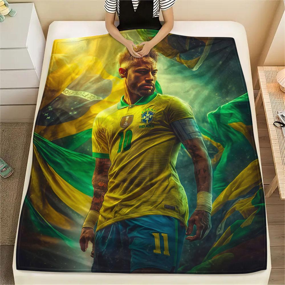 1PC Neymar Patterned Flannel Blanket Suitable For All Seasons for Home Decor Warmth and Comfort Gifts Holiday Present
