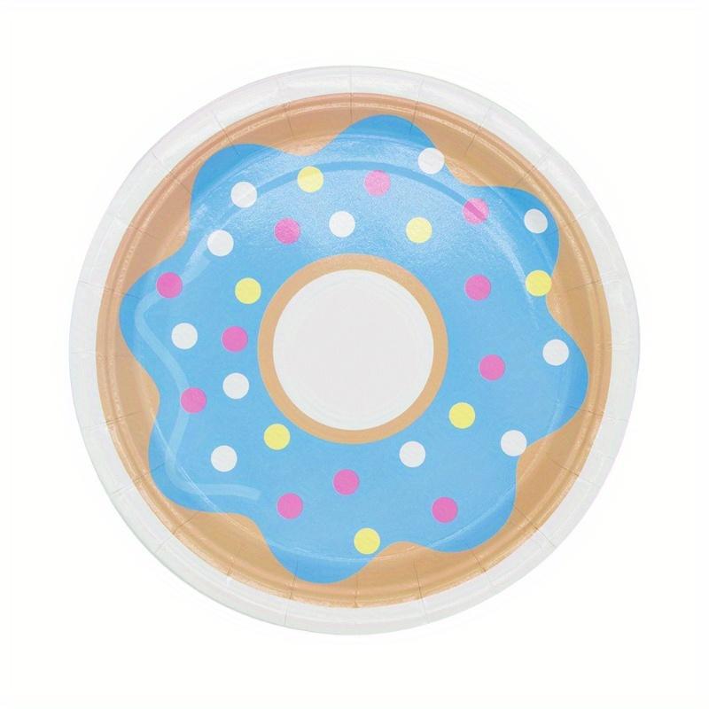 Donut Party Tableware Theme Disposable Paper Plate Set Children's Birthday Flag Tablecloth Party Decoration Supplies