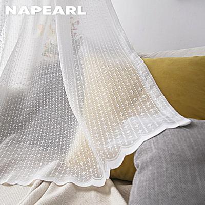 1PC NAPEARL 10-20% Verduisterend Franse Stijl Frisse Golf Onderkant Kant Transparant Gordijn voor Woonkamer Slaapkamer Balkon Huisdecoratie