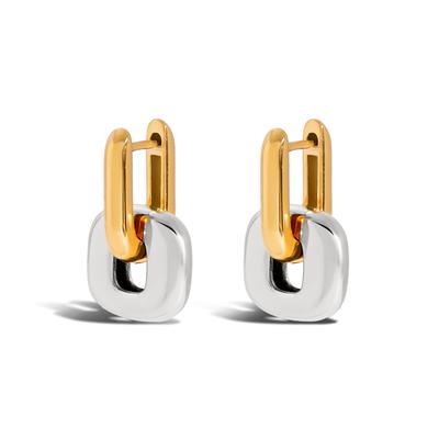 Youthway Creative Patchwork Metal Drop Earring Stainless Steel Ears Jewelry Oval Minimalist U-Shaped Drop Earrings For Women
