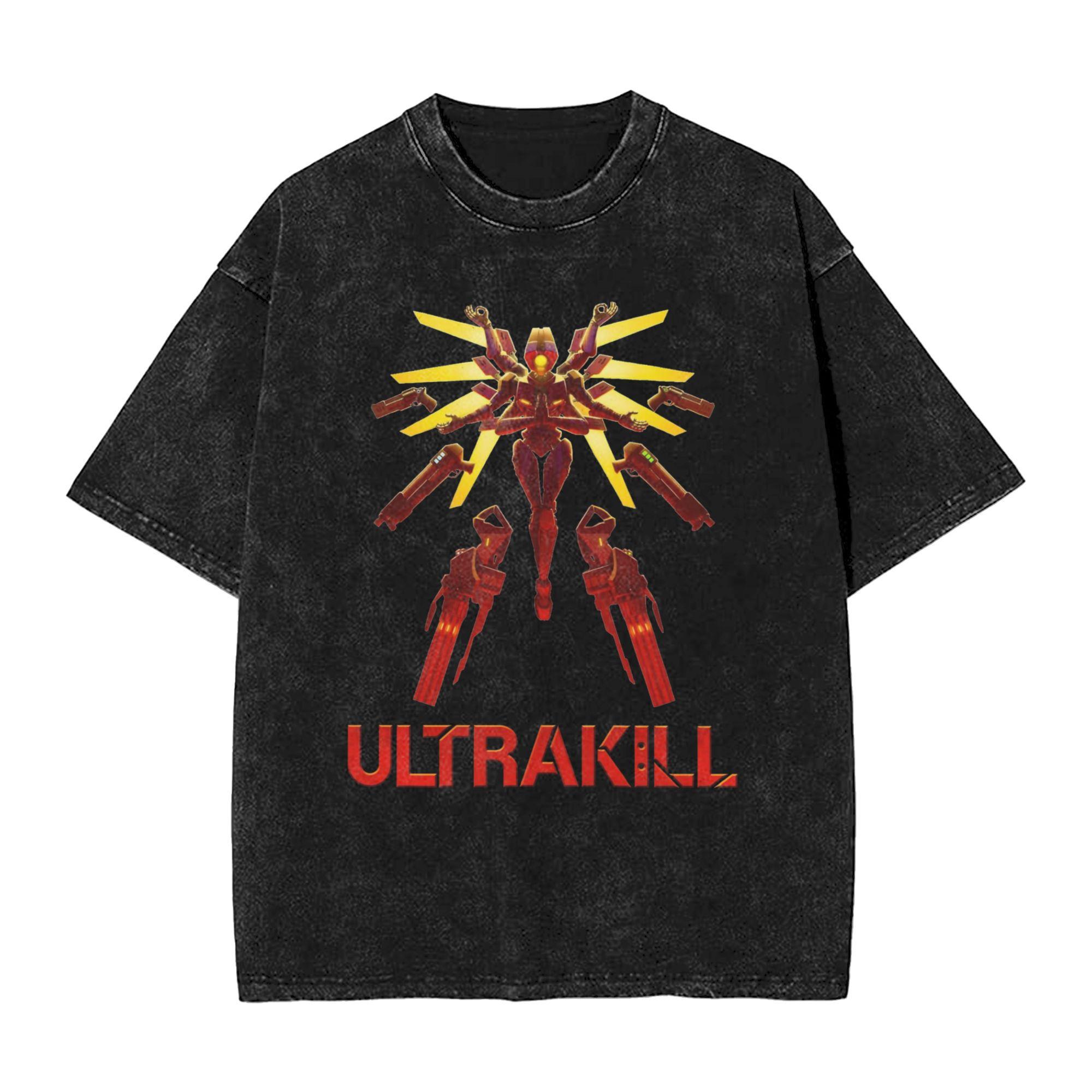 

Круті футболки для шутера Ultrakill для чоловіків, з круглим вирізом, з чистої бавовни, випрана футболка, футболки з коротким рукавом, літні топи M