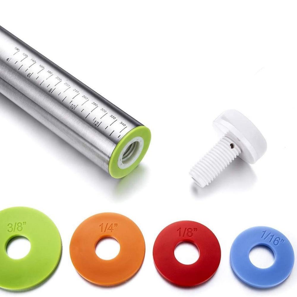 Νέος Πρακτικός Ρυθμιζόμενος Ανοξείδωτος Πλάστης Ψησίματος Ρύθμιση Κλίμακα Πάχους Ξύλο Αλευριού Δέρμα Ζύμης Ζύμωμα