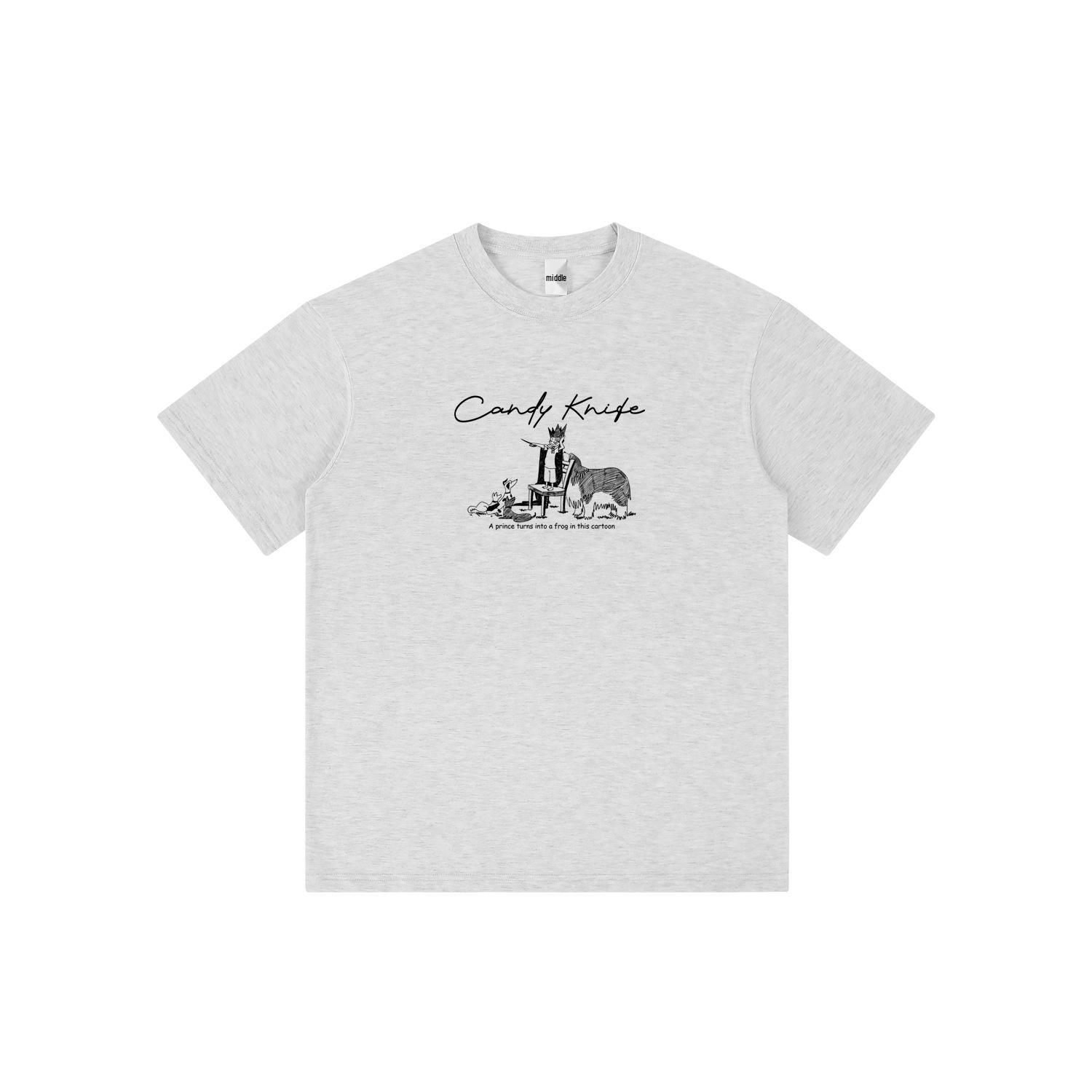 

Heavyweight 230g Cartoon Print Short Sleeve Tee - Unisex, Versatile Medium хизер серый