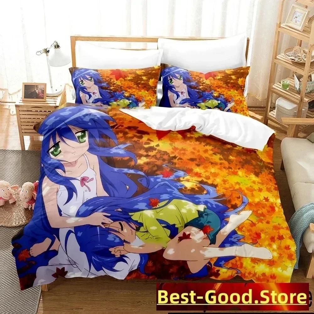Anime Konata Izumi Lucky Star Bedding Set Printed Bed Set With Pillowcase Bed Duvet Cover Soft Queen King Size Bedclothes Home
