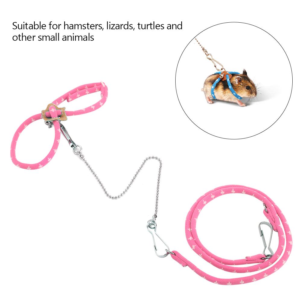 Haustier Hamster Verstellbares Geschirr Kleine Ratte Maus Trainingsleine mit Finderglöckchen(Rosa)