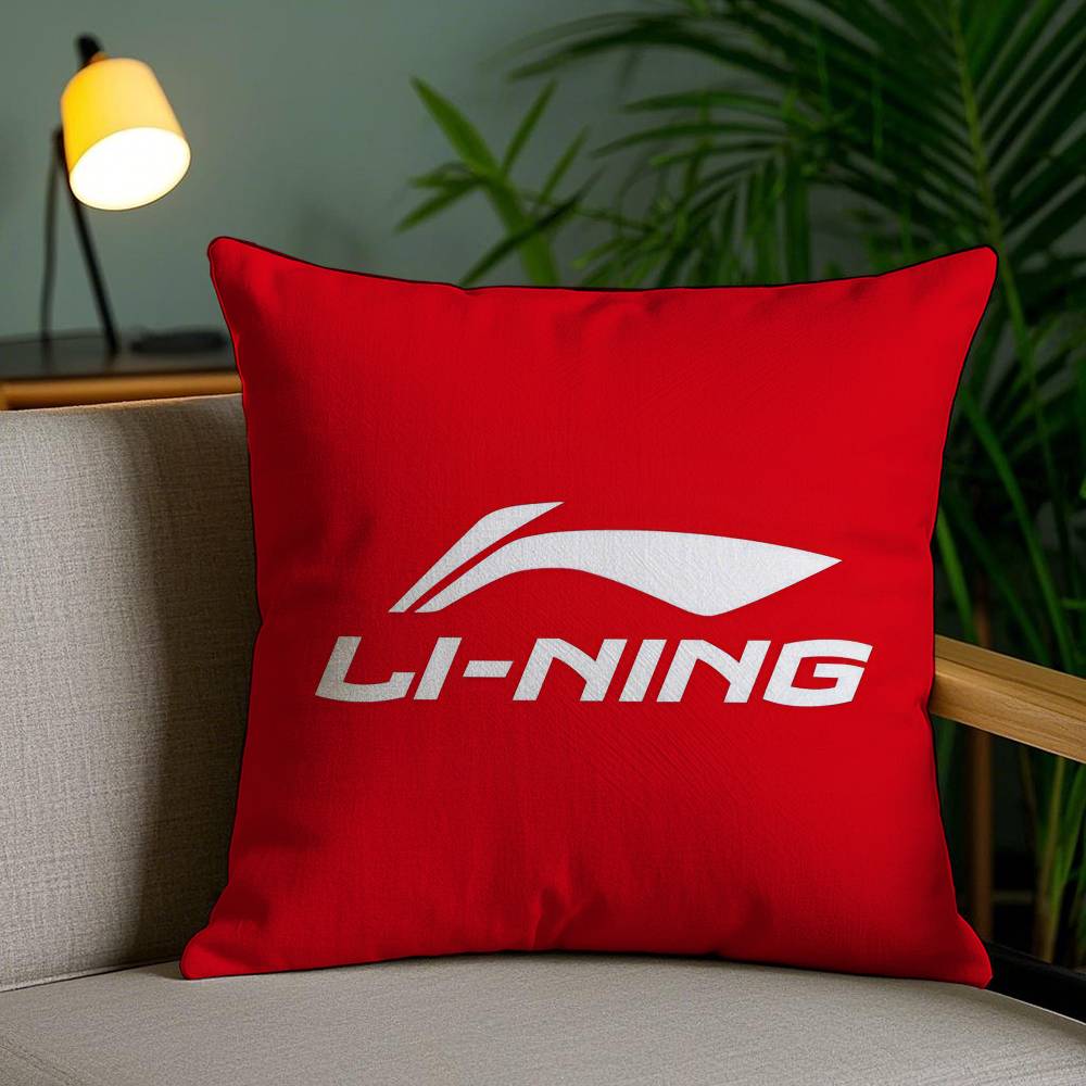 Classic Sports Prints Li-Ning-A Pillow Case Anti-dustmite Pillowcase Invisible Zipper Silky Short Plush Sofa Cushion Cover