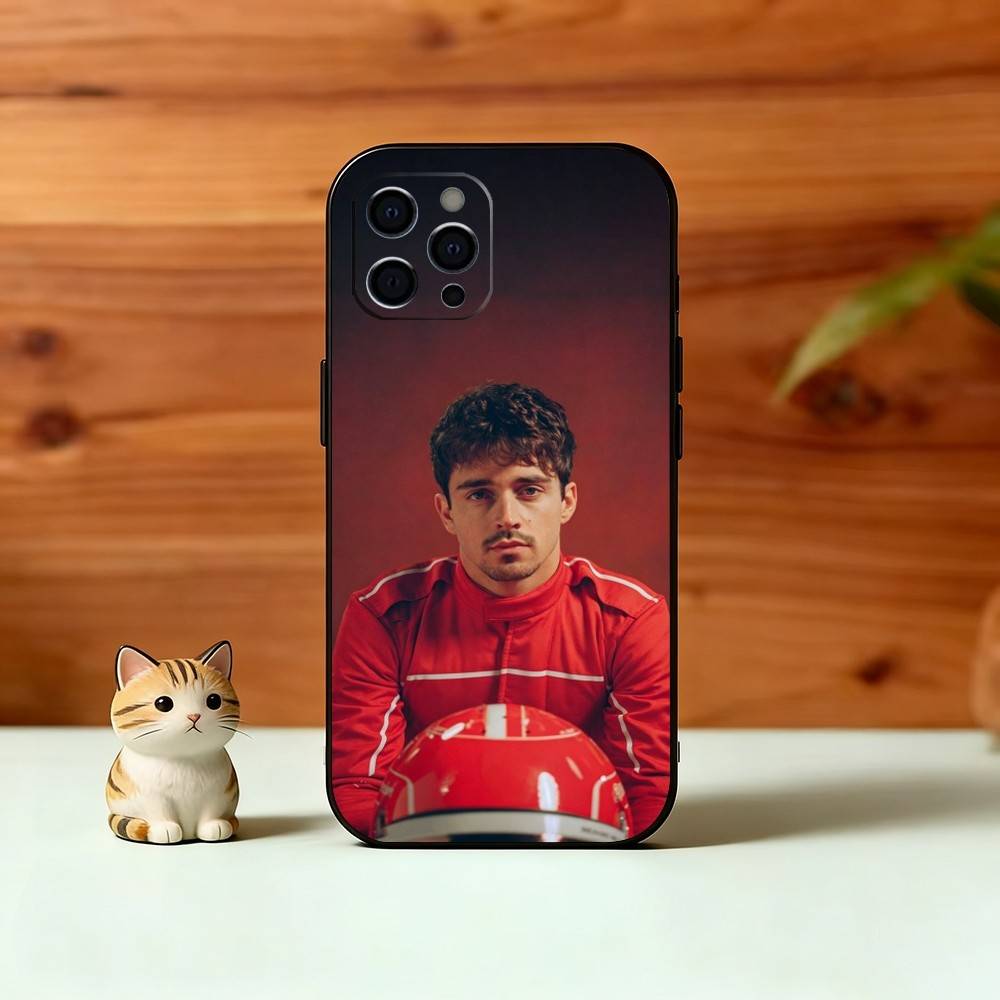 Custodia per Telefono C-Charles L-Leclerc Pilota di Corse Per iPhone 17, 16, 15, 14, 13, 12, 11 Plus, Pro Max, Altri Cover Morbida Nera