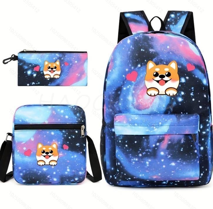 New CR7 Backpack 3Pcs Travel Bag Canvas Backpack Students School Bag For Boys Girls Canvas Teens Laptop Zipper Mochilas For Gift