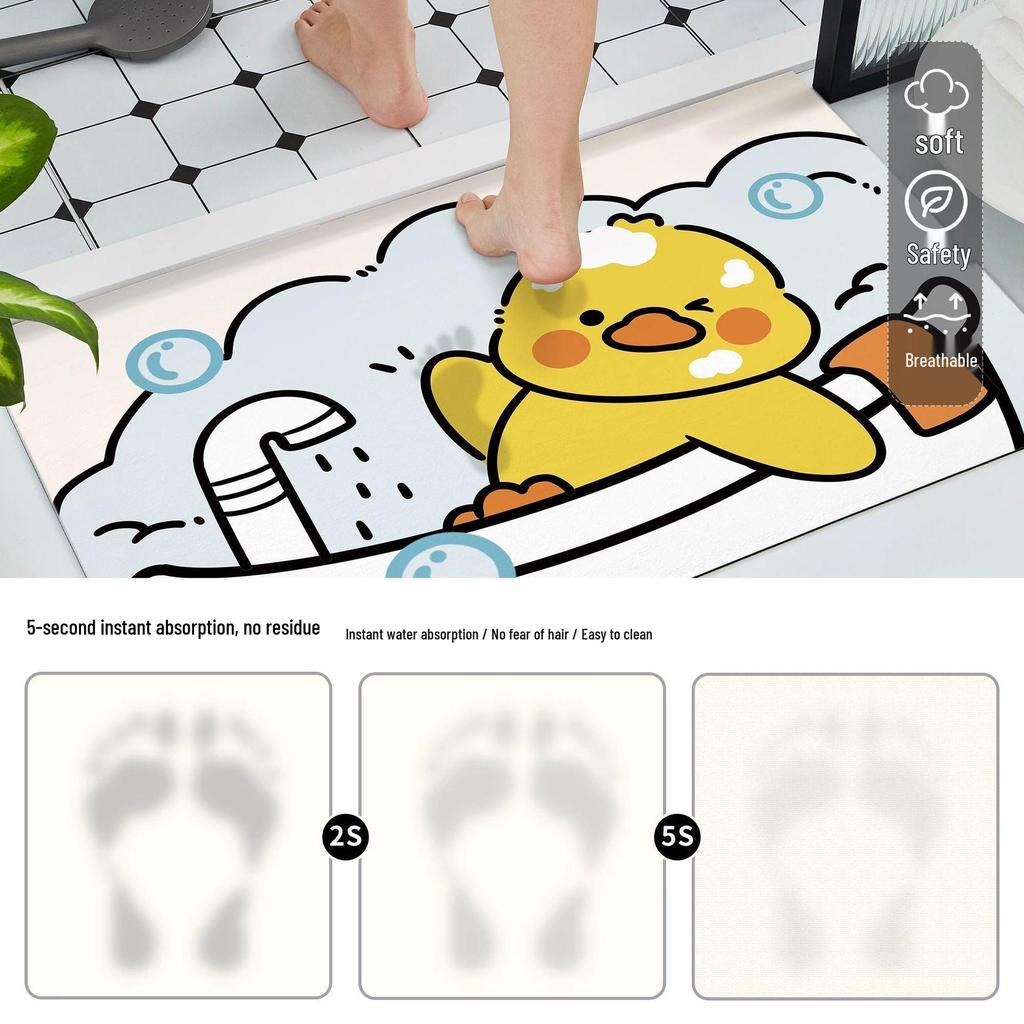 Diatom Mud Soft Absorbent Anti-Slip Quick-Dry Cute Bathroom Mat