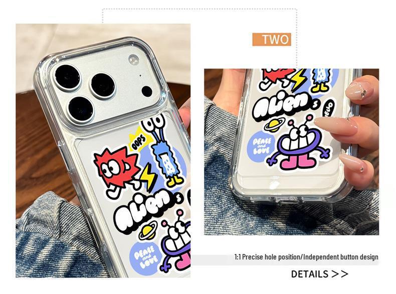 Elegant Cartoon Animal Sticker Phone Case for iPhone 17 Pro and 16 Pro