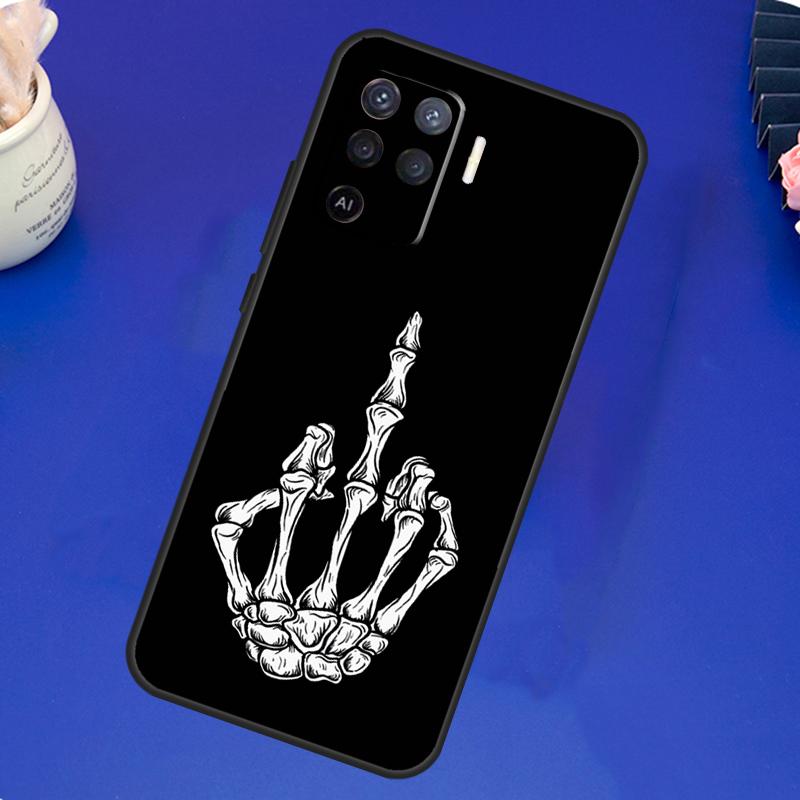 Skeleton Middle Finger Case For OPPO A17 A57 A77 A78 A15 A16 A52 A72 A76 A96 A74 A94 A5 A9 A31 A93 A54S A53S A57S