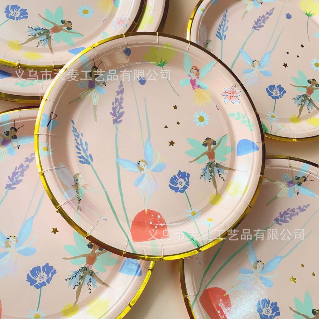 10Guests Fairy Party Disposable Tableware Butterfly Princess Plates Cups Napkins Girls Happy Spirit Theme Birthday Party Decor
