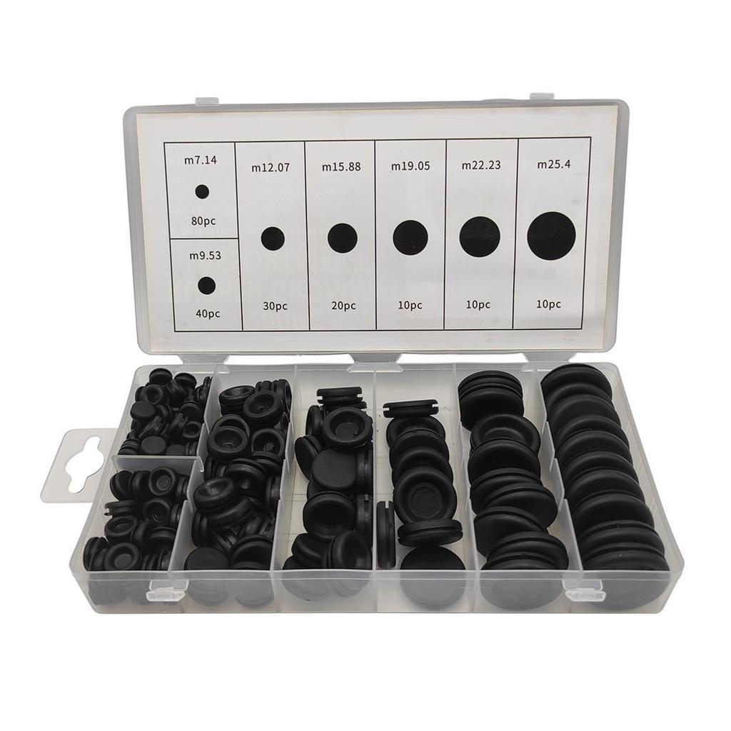 200 Pcs Rubber Grommet Firewall Hole Plug Electrical Wire Gasket Round Closed Rubber Hole Plug for Wire Plug Cable