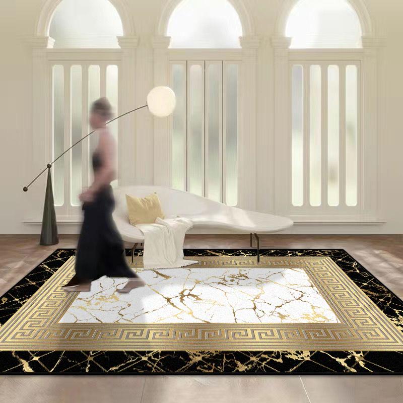 Tapete de Luxo Estilo Chinês para Decoração de Sala de Estar Área do Sofá de Casa Tapete Antiderrapante Fácil de Limpar Quarto Lateral da Cama Tapete de Chão Peludo