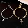 French simple double-layer zircon cross pendant bracelet light luxury bracelet exquisite versatile jewelry