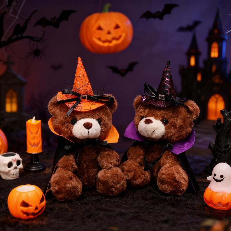28CM Orsetto Holiday Carino e Spettrale Peluche Giocattoli Orsetto con Mantello Carino e Affascinante Bambola Orsetto Peluche Animale Morbido Cuscino Regalo Creativo per Festival