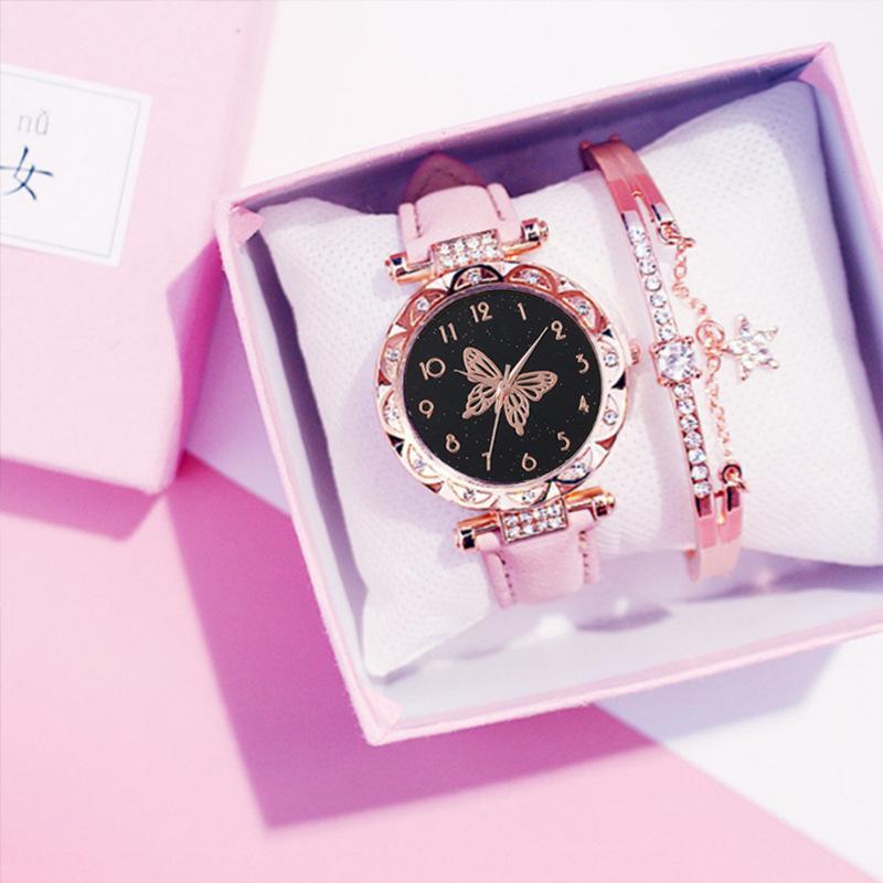 Women S Bracelet Watch Fashion Simple Butterfly Five-Piece Watch Set Women S Watch