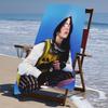 proof beach towel with a singer Billie Eilish1 pattern - soft,absorbent,quick-drying,machine washable - perfect for swimming,camping,bathing