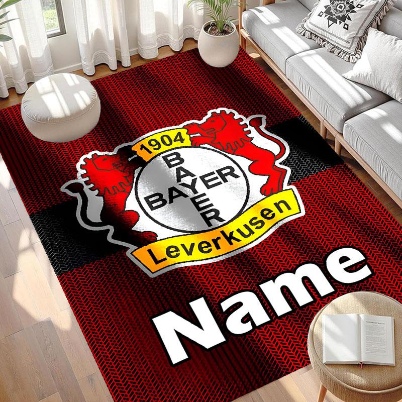 Benutzerdefinierter Name Personalisierter Bayer 04 Leverkusen Druckteppich, Vielseitiger Heimdekor-Teppich, für Spielzimmer, Wohnung, Balkon, Eingangsbereich, Flur Geschenk