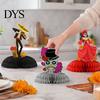 Festival Atmosphere Table Toppers 3Pcs Day of The Dead Skull Honeycomb Ornament, 6 Styles Sugar Mexican Halloween Party Supplies Figurines for