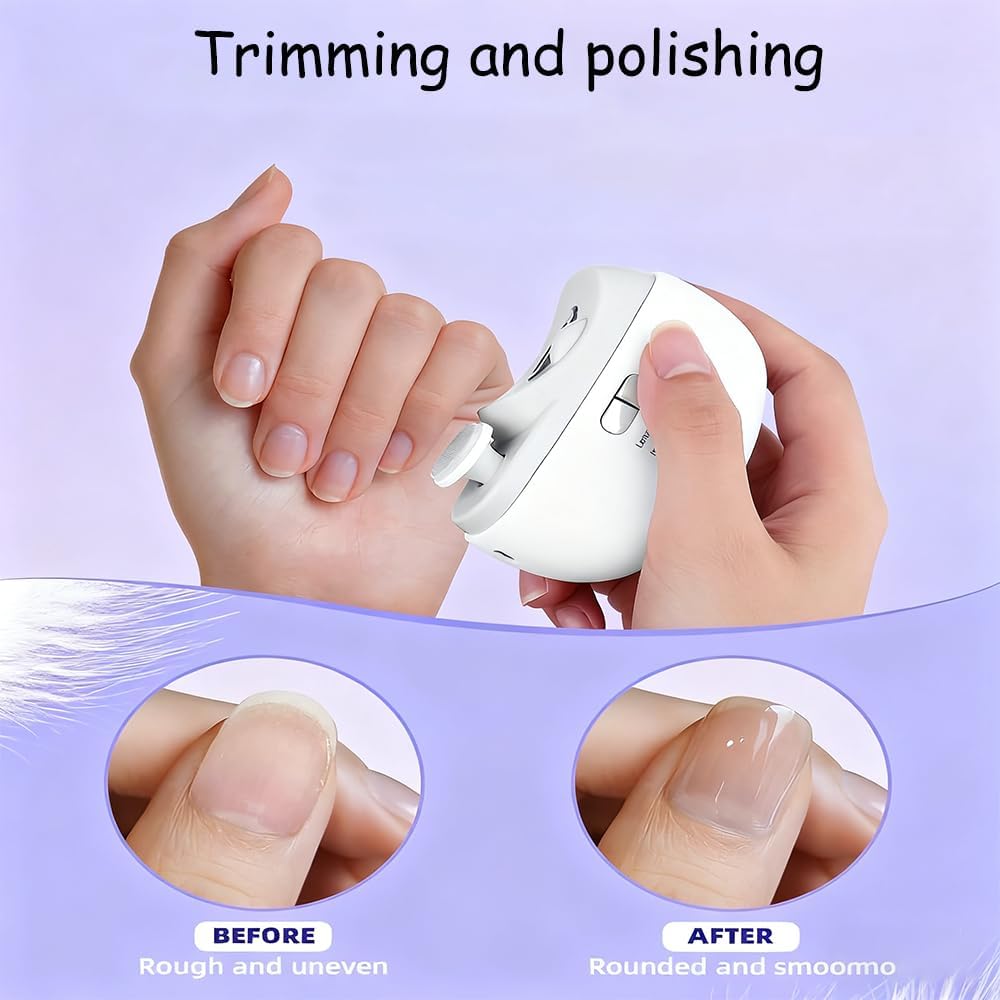 Easy Clip Nail Clippers Upgraded 3 In 1 Electric Smart Polishing Automatic Nail Clippers with Led Light & Nail Scraps Storage