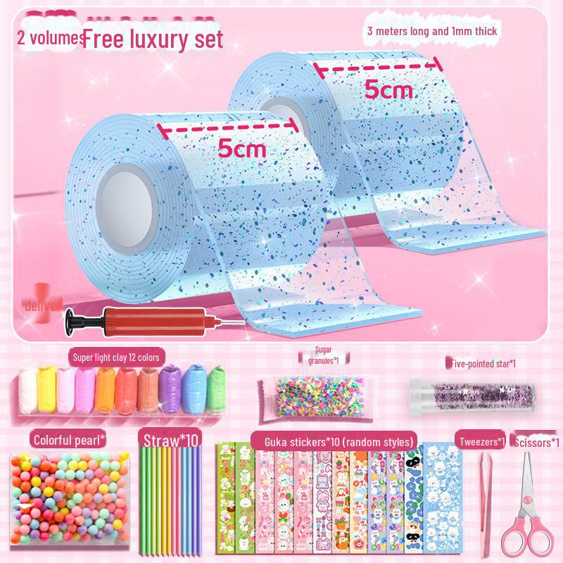 Nano Glue DIY Bubble Blowing Kit with Strong Sticky Double-Sided Tape and Decompression Toy
