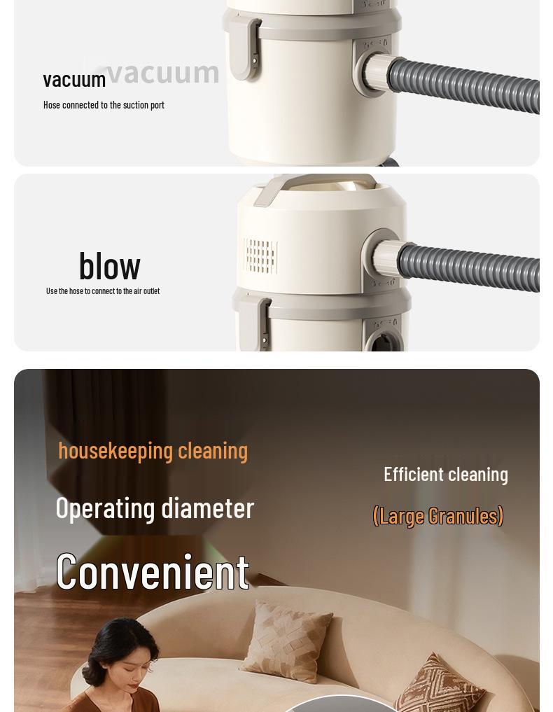 Large Power Wet/Dry Multi-Purpose Household & Commercial Stainless Steel Bucket Vacuum Cleaner
