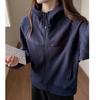 Autumn and winter thickened hooded sweater jacket women's loose and thin zipper cardigan solid color casual top