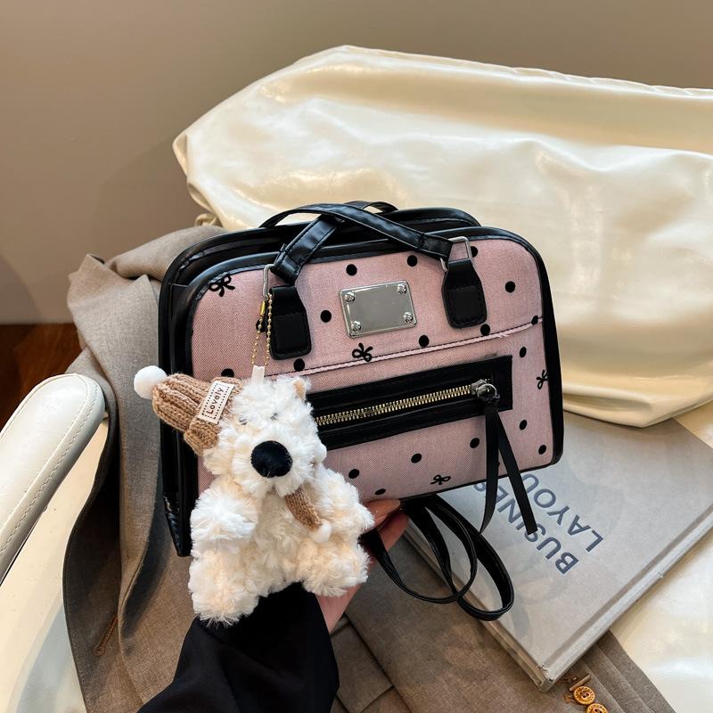 

Niche polka dot backpack bag women s new trendy fashion versatile shoulder bag multi-functional Spice Girl travel backpack Without pendant розовый