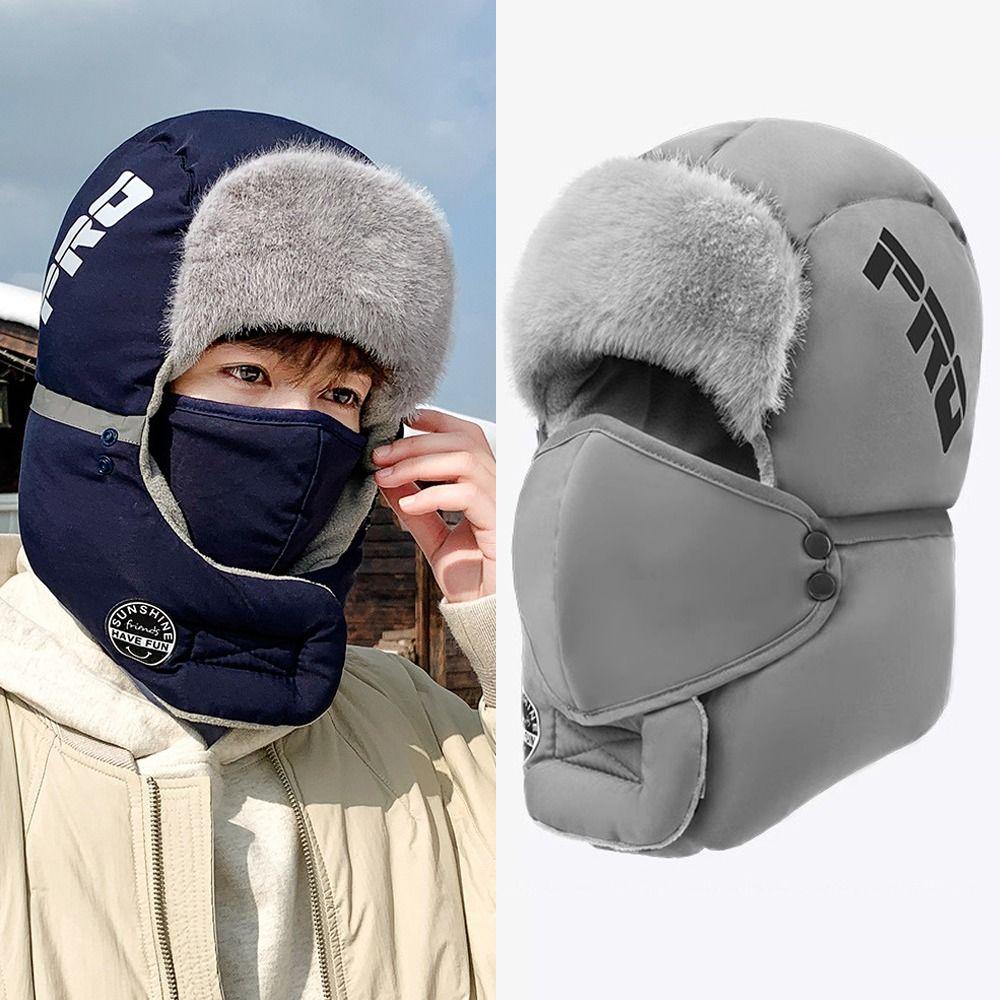 Cold-proof Plush Thermal Trapper Hat Cold Protection Windproof Beanies Head Cover  Winter Warm