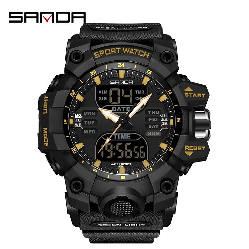 Sanda Youth Fashion Luminous Waterproof Shockproof Alarm Men's Watch