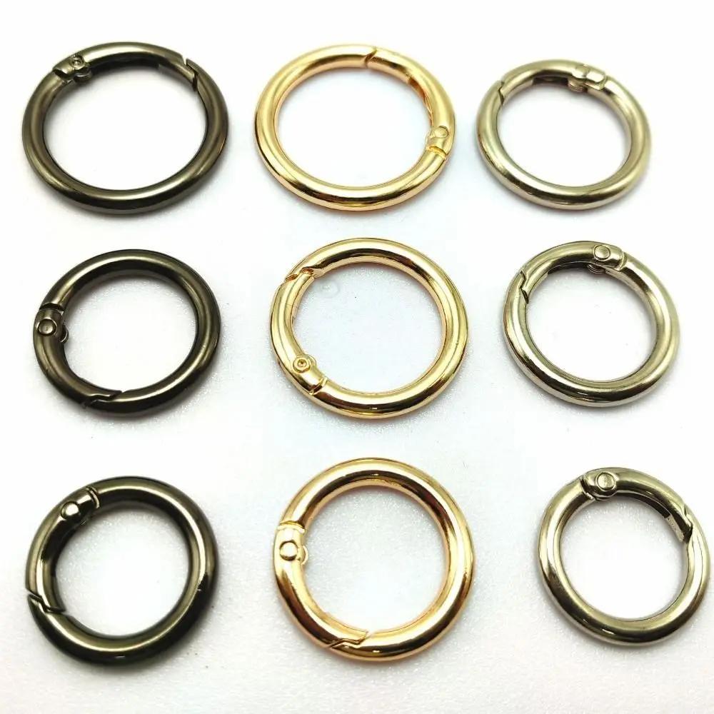 Portable Zinc Alloy Spring Ring Clasp Round Lightweight Plated Gate Buckle Trigger Snap Buckles Clip Bag Accessories