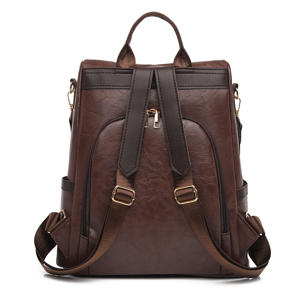Anti-theft Backpack Women's PU Backpack Large Capacity Lightweight Travel Bag Student Schoolbag