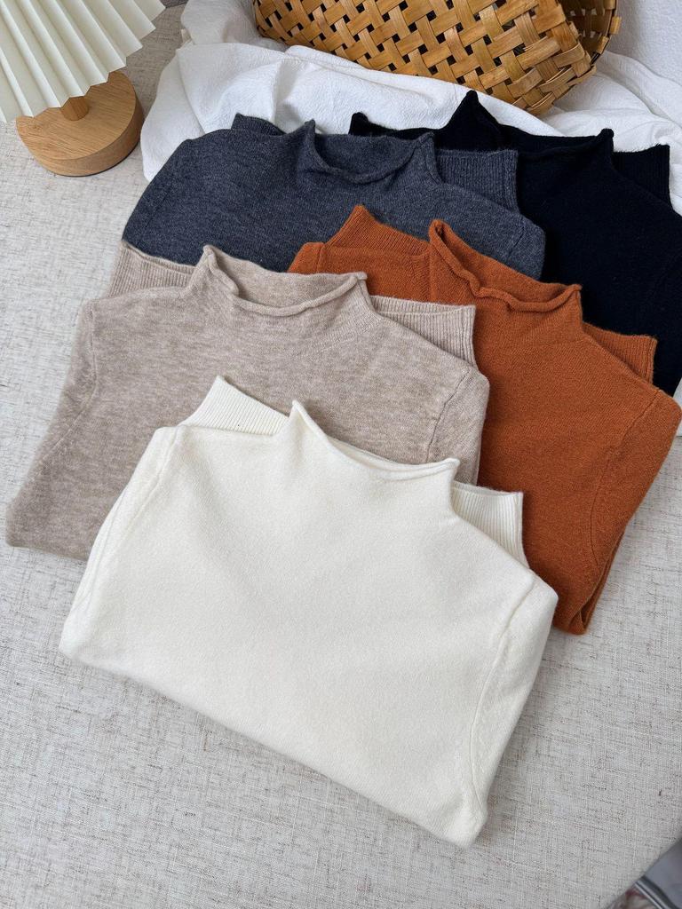 2025 Kids' Trendy Wool Sweater - Half High Neck Pullover for Boys & Girls, Autumn/Winter Base Layer.