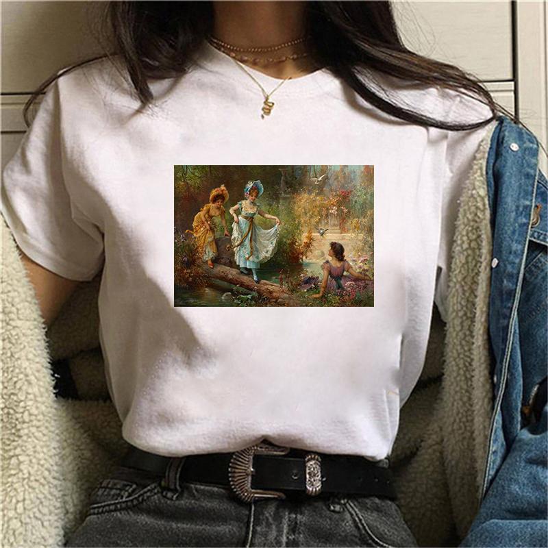 Women T-Shirt New Style Art Oil Painting Short Sleeves T Shirt Summer Fashion Harajuku Oversized T-Shirt Female Casual Clothes