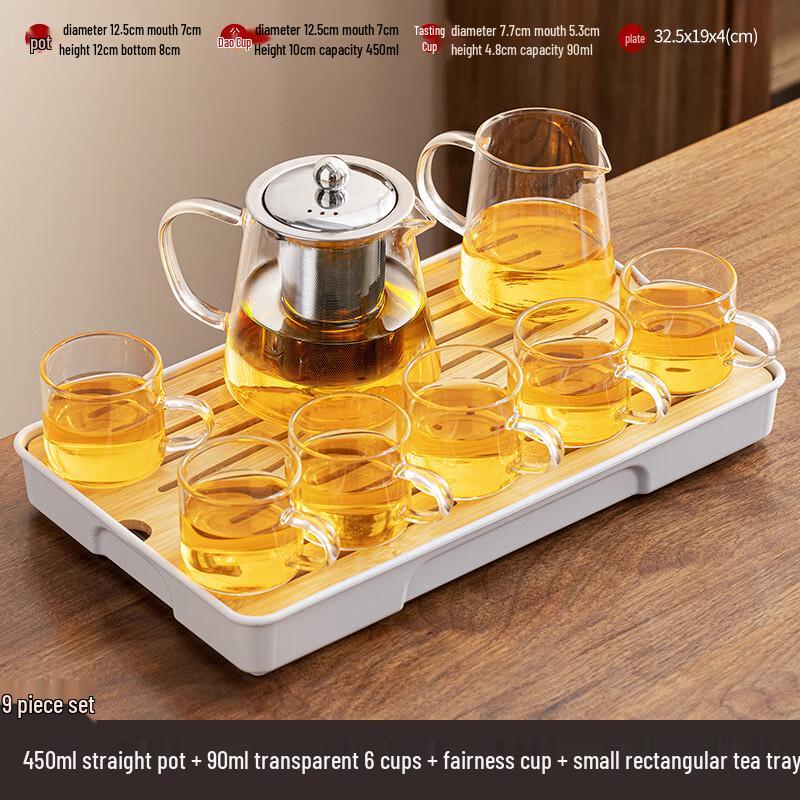 

Набор стеклянного чайника Shangqi из 9 предметов с подносом