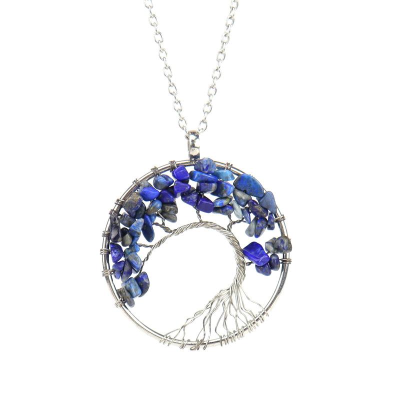 Hand Winding Bending Tree Of Life Necklace Natural Irregular Gravel Crystal Necklace N80