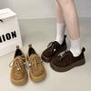 Lace-up round head casual versatile platform single shoes autumn 2025 new literary and artistic style retro explosive loafers
