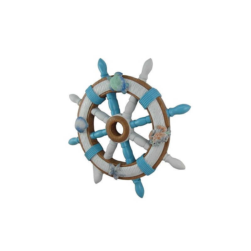 World of Wonders Ocean Harmony Smooth Sailing Ship Wheel Wall Hanger Sculpture Beach Home Decor