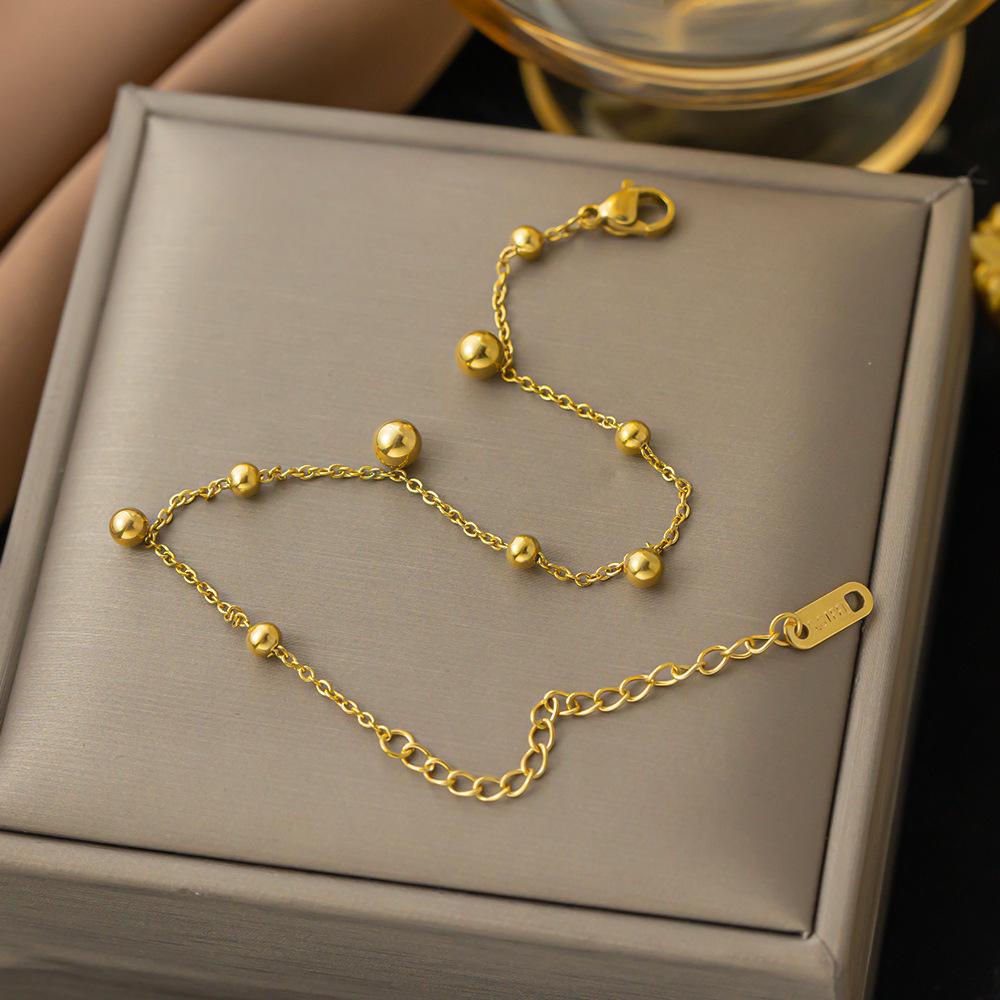 New Trendy Gold Plated Stainless Steel Bracelets  Waterproof Mulit Round Ball Bracelet for Women Boho