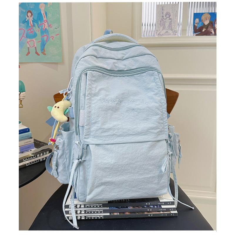 Japanese Style Light Solid Color Backpack Outdoor Travel Large Capacity Backpack Casual Versatile College Student Commuting Schoolbag