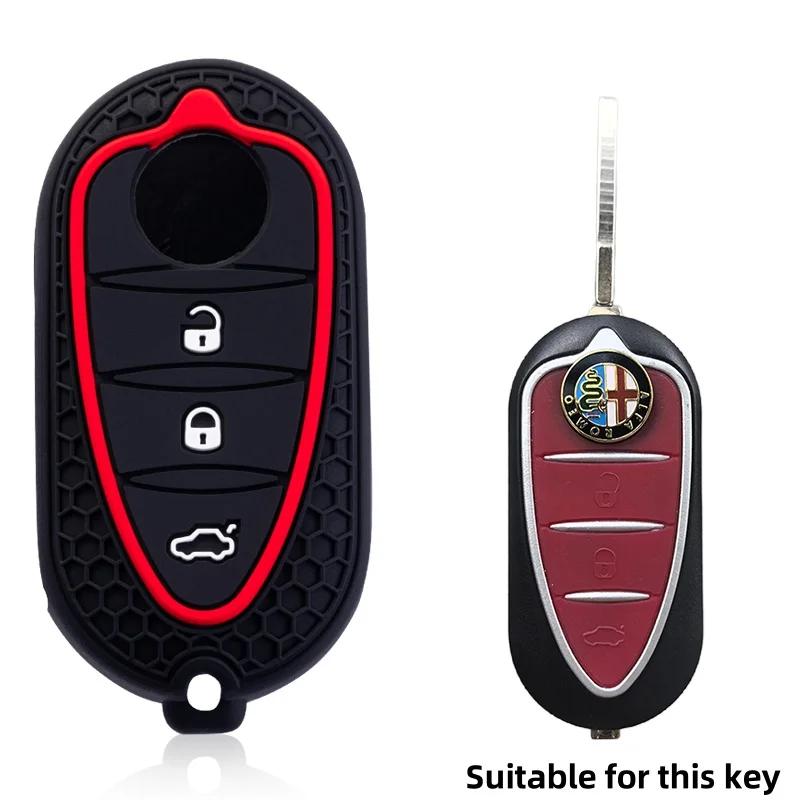 

3 Button Silicone Car Key Cover Case For Alfa Romeo Mito Giulietta Gto 159 Gta 4C Mito Flip Remote Keychain Skin Protector Shell