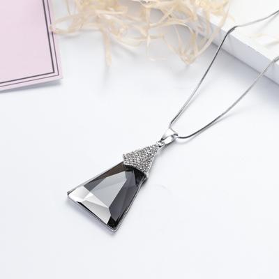 Geometric Crystal Long Necklaces & Pendants For Women Fashion Jewelry Party Dress Accessories Triangle Simple Design All Match