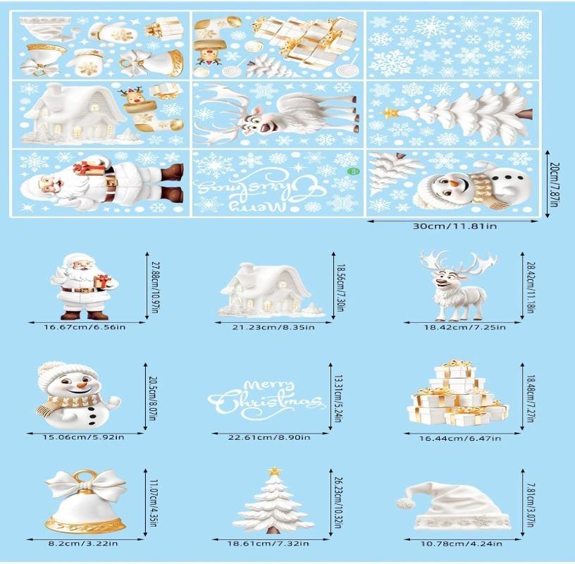 Self Adhesive PVC Christmas Window Sticker White Snowflake Holiday Decor for Home Office Shop Festive Seasonal Window Decoration