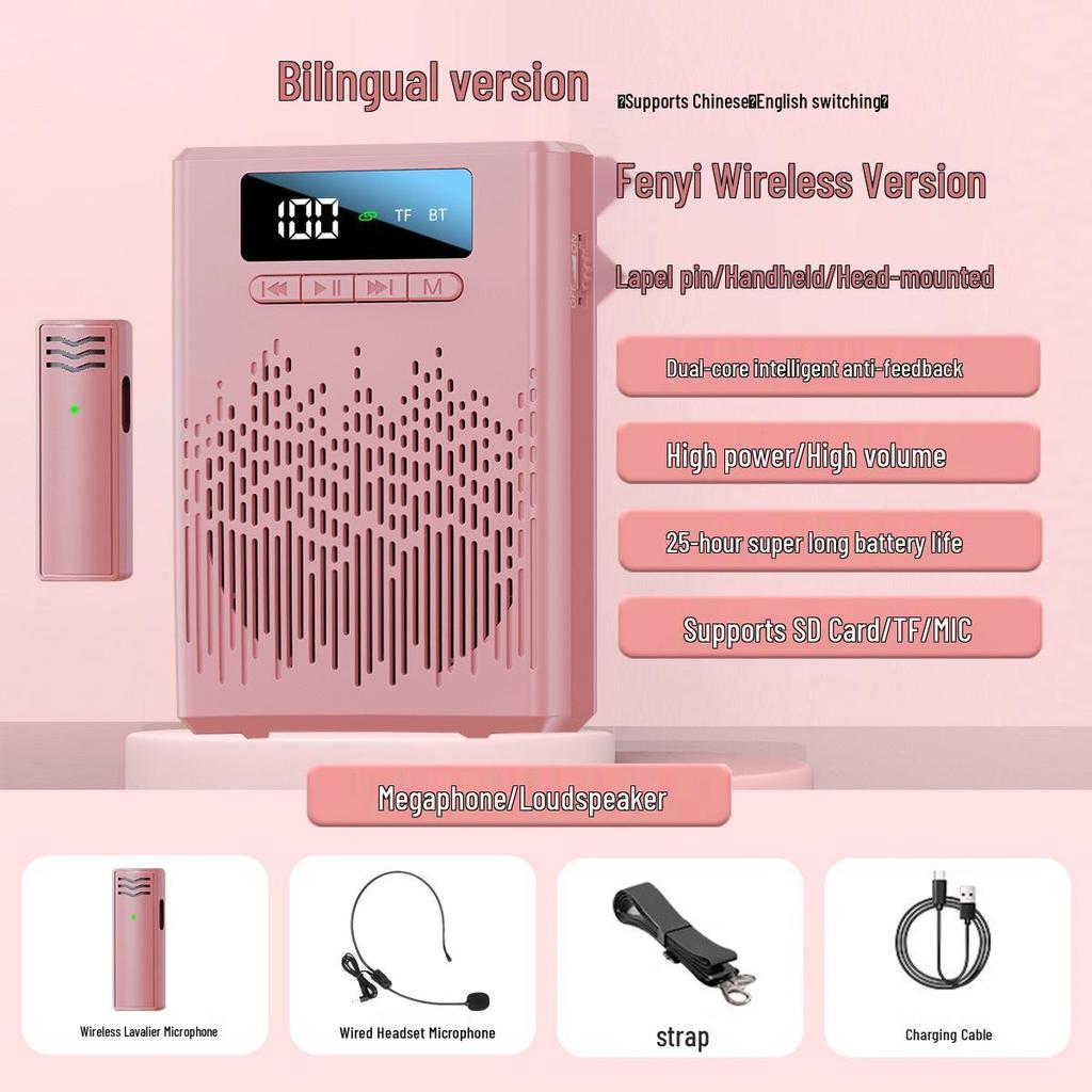 Compact Bluetooth Megaphone with Wireless Mic & Magnetic Mount for Teachers, Guides, and Outdoor Use