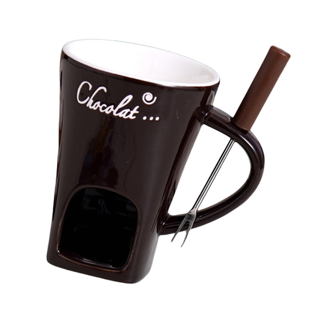 Elegant Fondue Mug Chocolate Melting Cup Multi Purpose Fondue Mug For Chocolate Caramel And Tapas With Tealight Holder